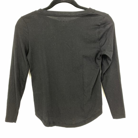 LOFT 3/4 Sleeve Crew Neck T-Shirt Womens Sz XSP Black Rounded Hem - Picture 2 of 3